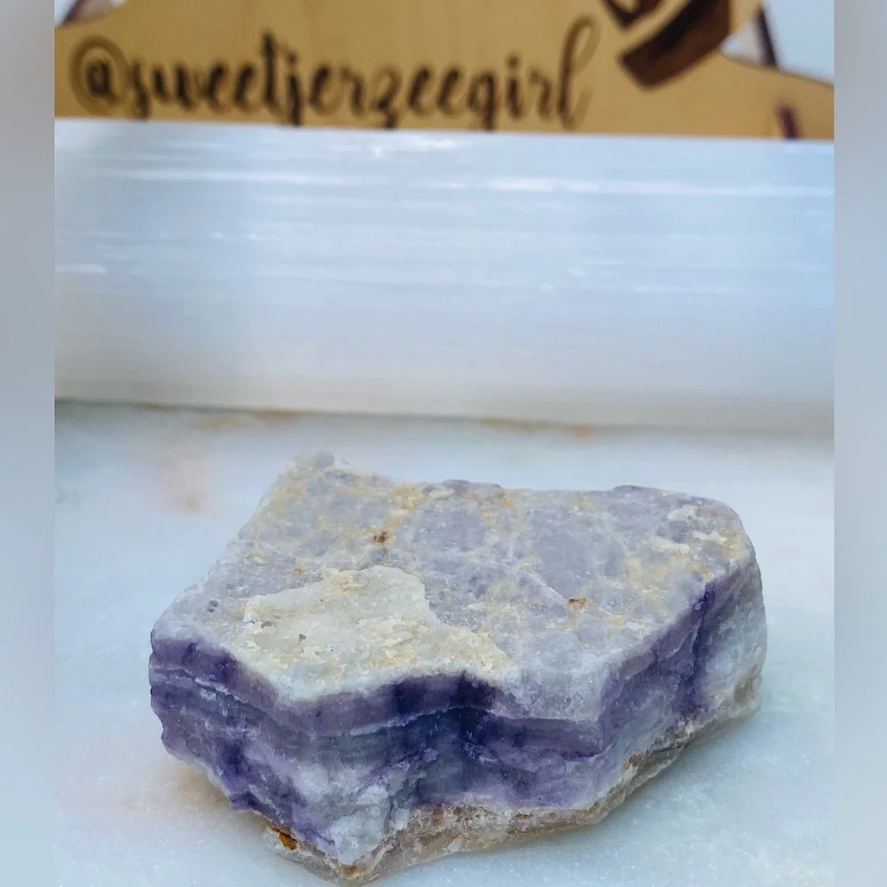 Raw Natural Banded Fluorite & Quartz Collectible Crystal Specimen 61 Grams